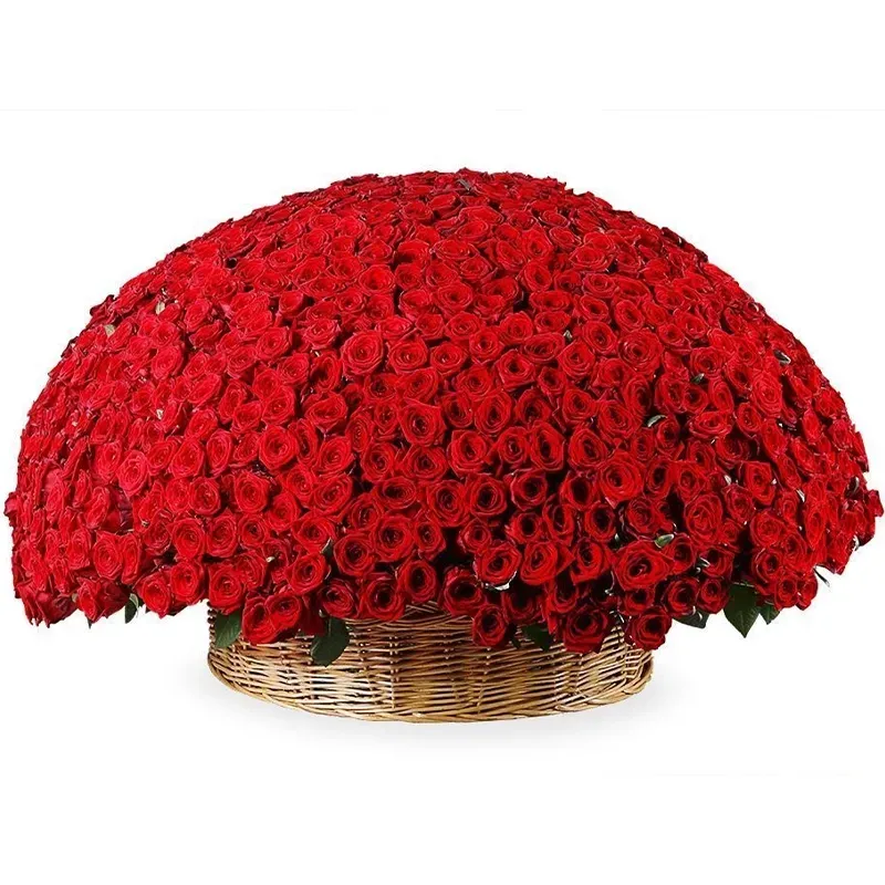 1001 алая роза в корзине