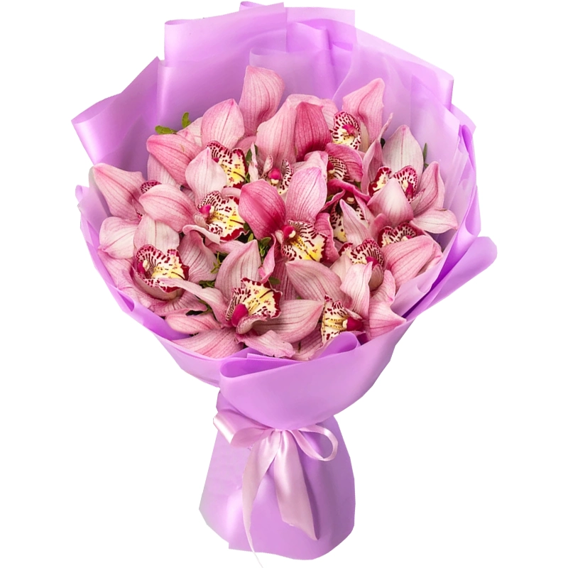 Букет из 15 розовых орхидей