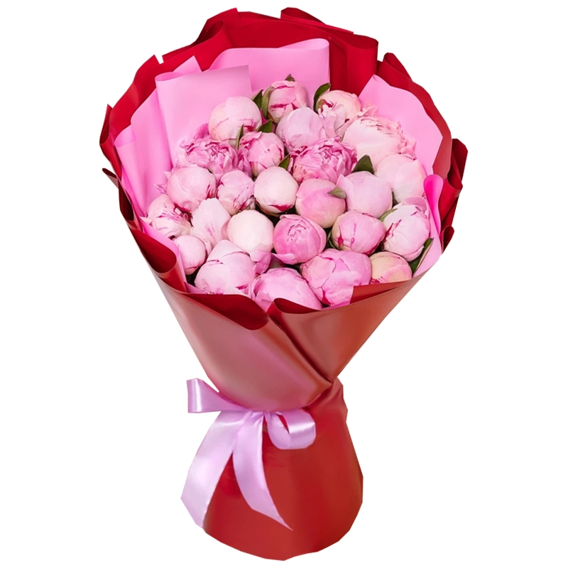 Букет из 25 розовых пионов